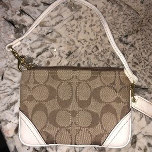 Coach white leather trim wristlet
